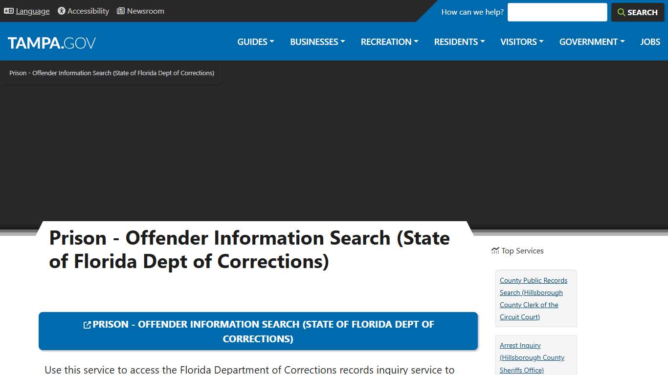 Prison - Offender Information Search (State of Florida Dept of Corrections) | City of Tampa